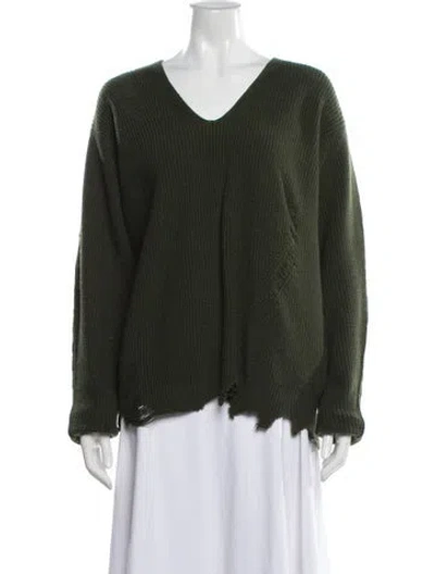 Pre-owned Helmut Lang Wool V-neck Sweater In Green
