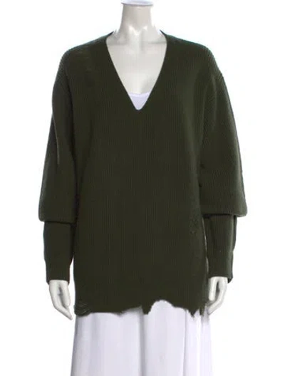 Pre-owned Helmut Lang Wool V-neck Sweater In Green