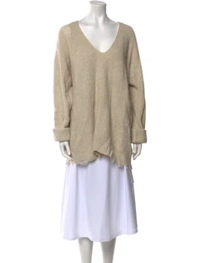 Pre-owned Helmut Lang Wool V-neck Sweater In Neutral