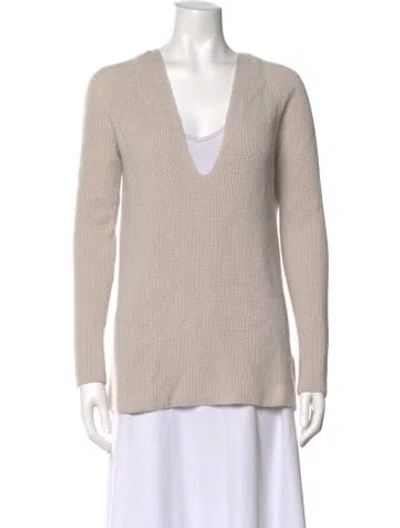 Pre-owned Helmut Lang Wool V-neck Sweater In Neutral