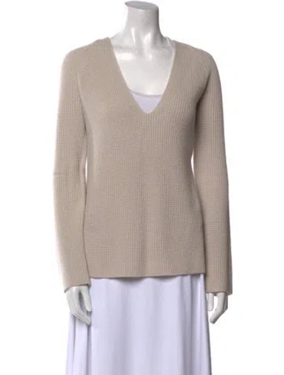 Pre-owned Helmut Lang Wool V-neck Sweater In Neutral