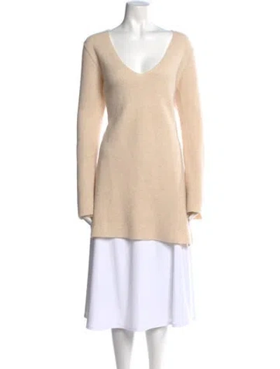 Pre-owned Helmut Lang Wool V-neck Sweater In Neutral