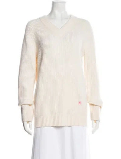 Pre-owned Helmut Lang Wool V-neck Sweater In Neutral