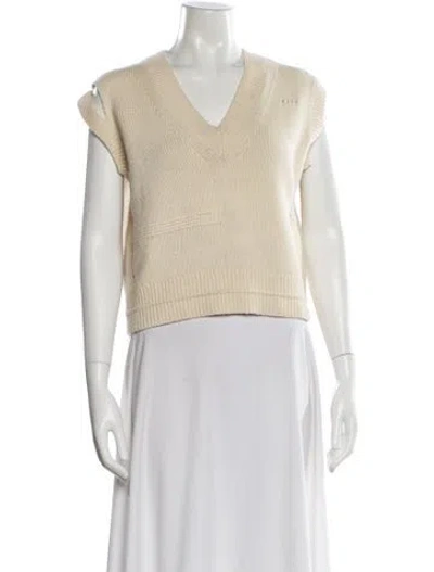 Pre-owned Helmut Lang Wool V-neck Sweater In Neutral