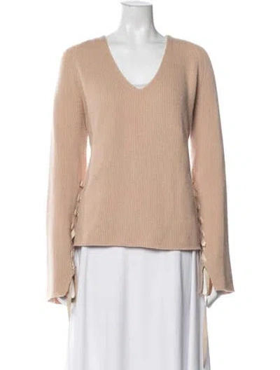 Pre-owned Helmut Lang Wool V-neck Sweater In Neutral