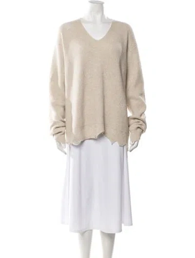 Pre-owned Helmut Lang Wool V-neck Sweater In Neutral