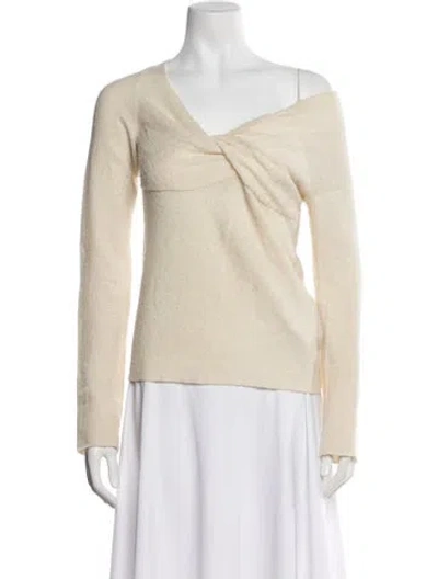 Pre-owned Helmut Lang Wool V-neck Sweater In Neutral