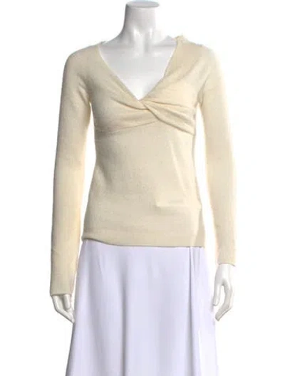 Pre-owned Helmut Lang Wool V-neck Sweater In Neutral