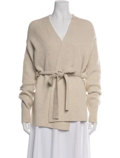 Pre-owned Helmut Lang Wool V-neck Sweater In Neutrals