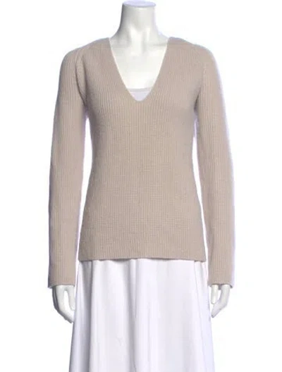 Pre-owned Helmut Lang Wool V-neck Sweater In Neutrals