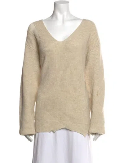 Pre-owned Helmut Lang Wool V-neck Sweater In Neutrals