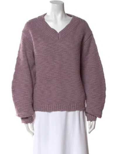 Pre-owned Helmut Lang Wool V-neck Sweater In Purple
