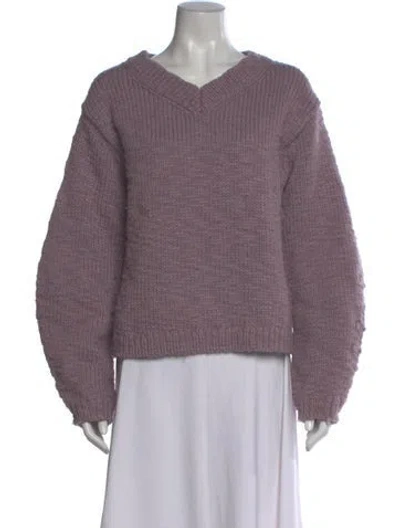 Pre-owned Helmut Lang Wool V-neck Sweater In Purple