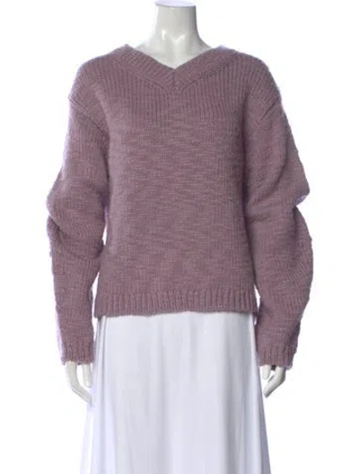 Pre-owned Helmut Lang Wool V-neck Sweater In Purple