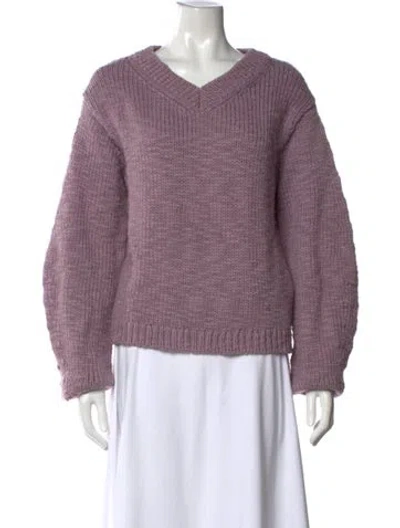 Pre-owned Helmut Lang Wool V-neck Sweater In Purple