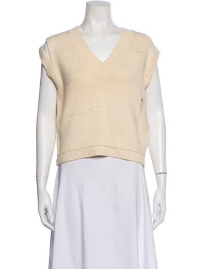 Pre-owned Helmut Lang Wool V-neck Sweater In White
