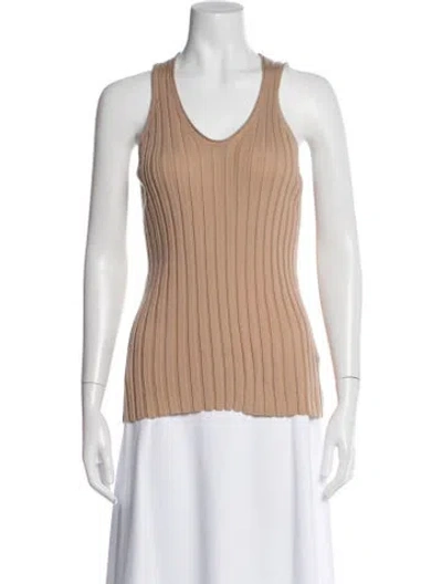 Pre-owned Helmut Lang Wool V-neck Top In Brown