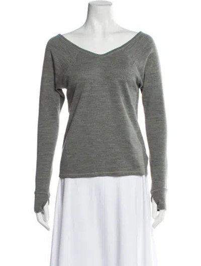 Pre-owned Helmut Lang Wool V-neck Top In Gray