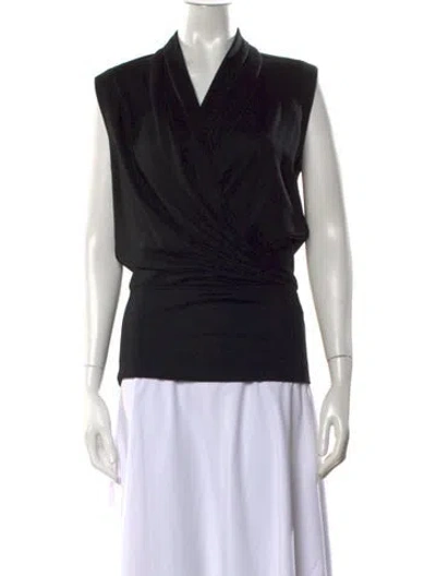 Pre-owned Helmut Lang Wool V-neck Top W/ Tags In Black
