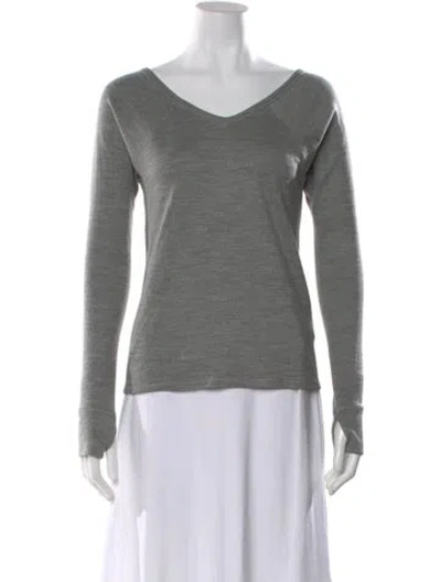 Pre-owned Helmut Lang Wool V-neck T-shirt In Gray