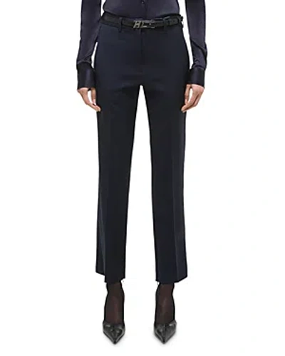 Helmut Lang Wool Zipper Hem Slim Pants In Blue