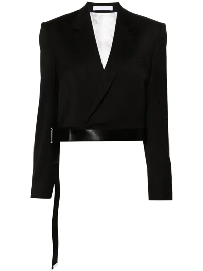 Helmut Lang Cropped Blazer Aus Wolle In Schwarz