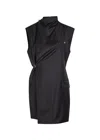 Helmut Lang Wrap-effect Wool Mini Blazer Dress In Black