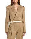 Helmut Lang Wrap Wool Blazer In Brown