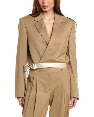 Helmut Lang Wrap Wool Blazer In Brown