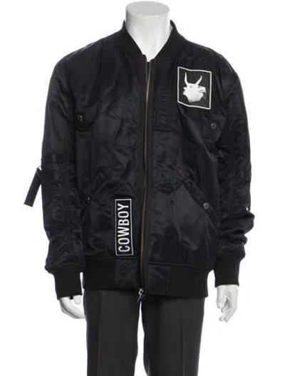 Pre-owned Helmut Lang X Travis Scott Graphic Print Bomber Jacket In Gray