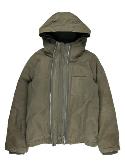 Pre-owned Helmut Lang X Vintage Aw00 Helmut Lang One Pocket Lined Cotton Hooded Parka Jacket In Olive