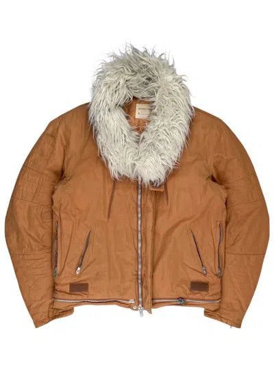 Pre-owned Helmut Lang X Vintage Aw99 Helmut Lang Fur Astro Biker Jacket Runway Iron Orange