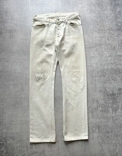 Pre-owned Helmut Lang X Vintage Thrashed 1998 White Painter Denim In Dirty White