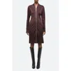 Helmut Lang Z Infinity Liquid Long Sleeve Zip Front Dress In Espresso