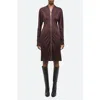 Helmut Lang Z Infinity Liquid Long Sleeve Zip Front Dress In Espresso