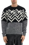 Helmut Lang Zephir Oversize Fair Isle Wool Blend Crewneck Sweater In Animal Print