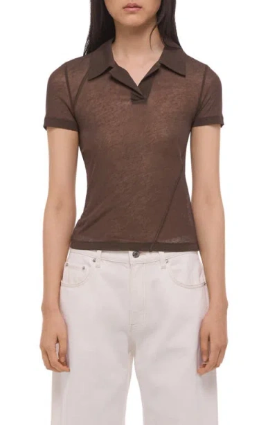 Helmut Lang Zerosca Sheer Modal Twisted Polo In Brown