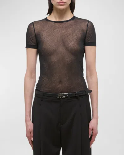 Helmut Lang Zeroscape Mesh Cotton Jersey T-shirt In Black