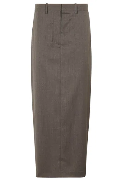 Helmut Lang Zip-detailed Maxi Skirt In Brown