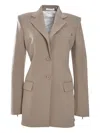 Helmut Lang Zip-detailed Blazer In Neutrals