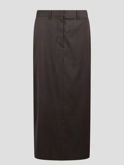 Helmut Lang Zip Maxi Skirt In Brown