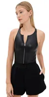 Helmut Lang Zip Racer Thong Bodysuit Black In Black