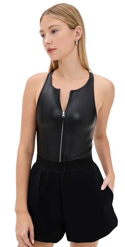 Helmut Lang Zip Racer Thong Bodysuit Black