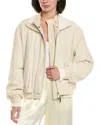 Helmut Lang Zip Silk Bomber Jacket In Neutral