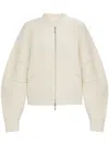 Helmut Lang Apex Wool Blend Rib Knit Bomber Jacket In White