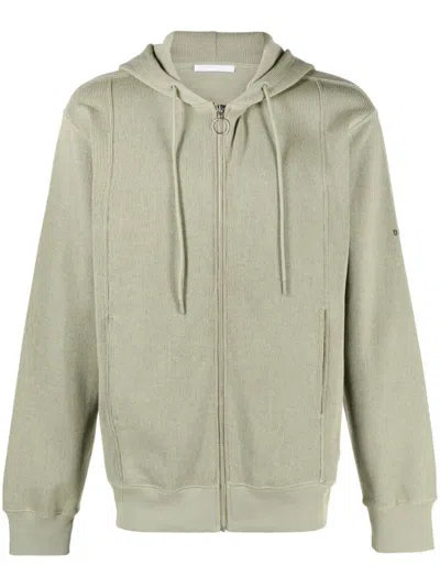 Helmut Lang Zip-up Drawstring Hoodie In Green