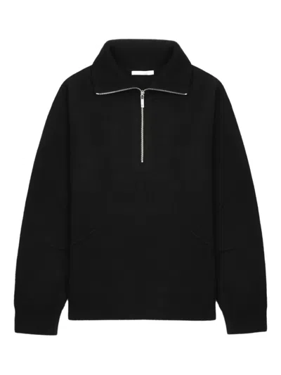 Helmut Lang Boiled Wool Half-zip Sweater In Black