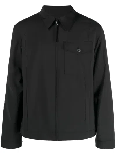 Helmut Lang Zip-up Tailored Shirt Jacket In Black