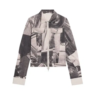 Pre-owned Helmut Lang Zip Up Trucker Printed Denim Jacket 'multicolor'