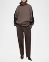 Helmut Lang Zipped Wool-cashmere Turtleneck Sweater In Taupe Melange